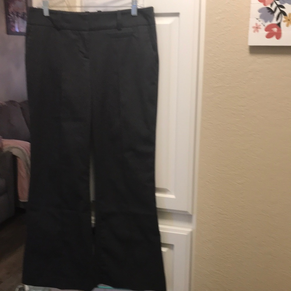 Bebe charcoal grey and cream pinstripe wide leg dress pants